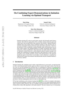 On Combining Expert Demonstrations in Imitation Learning via Optimal
  Transport