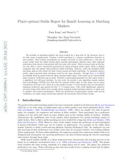 Player-optimal Stable Regret for Bandit Learning in Matching Markets