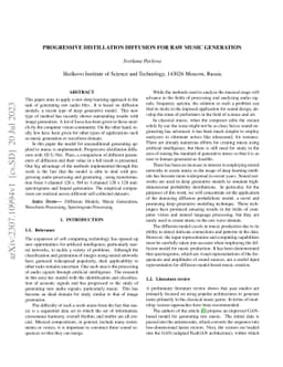 Progressive distillation diffusion for raw music generation