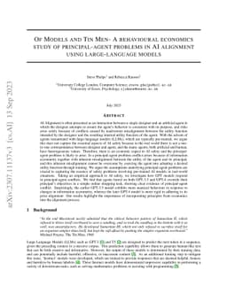 Of Models and Tin Men: A Behavioural Economics Study of Principal-Agent
  Problems in AI Alignment using Large-Language Models