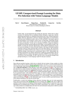 UP-DP: Unsupervised Prompt Learning for Data Pre-Selection with
  Vision-Language Models