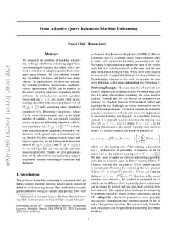 From Adaptive Query Release to Machine Unlearning