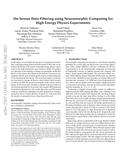 On-Sensor Data Filtering using Neuromorphic Computing for High Energy
  Physics Experiments