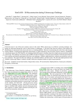 SimCol3D -- 3D Reconstruction during Colonoscopy Challenge