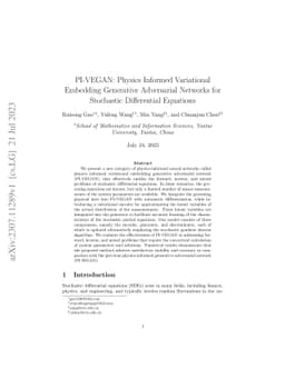 PI-VEGAN: Physics Informed Variational Embedding Generative Adversarial
  Networks for Stochastic Differential Equations