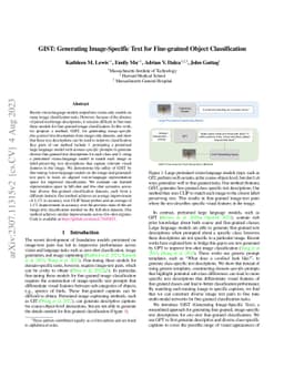 GIST: Generating Image-Specific Text for Fine-grained Object
  Classification