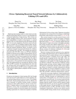 Chrion: Optimizing Recurrent Neural Network Inference by Collaboratively
  Utilizing CPUs and GPUs