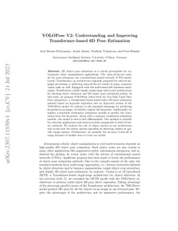 YOLOPose V2: Understanding and Improving Transformer-based 6D Pose
  Estimation