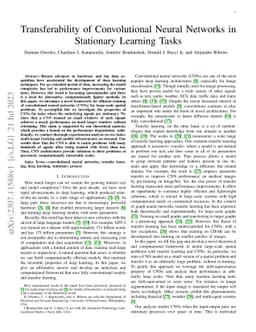 Transferability of Convolutional Neural Networks in Stationary Learning
  Tasks