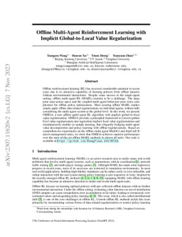 Offline Multi-Agent Reinforcement Learning with Implicit Global-to-Local
  Value Regularization