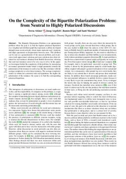 On the Complexity of the Bipartite Polarization Problem: from Neutral to
  Highly Polarized Discussions