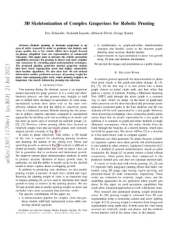 3D Skeletonization of Complex Grapevines for Robotic Pruning