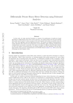 Differentially Private Heavy Hitter Detection using Federated Analytics
