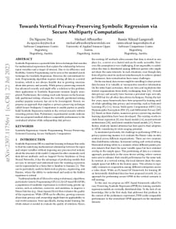 Towards Vertical Privacy-Preserving Symbolic Regression via Secure
  Multiparty Computation