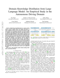 Domain Knowledge Distillation from Large Language Model: An Empirical
  Study in the Autonomous Driving Domain
