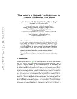 What, Indeed, is an Achievable Provable Guarantee for Learning-Enabled
  Safety Critical Systems