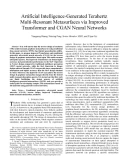 Artificial Intelligence-Generated Terahertz Multi-Resonant Metasurfaces
  via Improved Transformer and CGAN Neural Networks