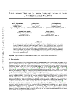 Bio-realistic Neural Network Implementation on Loihi 2 with Izhikevich
  Neurons
