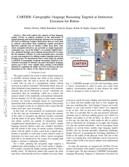 CARTIER: Cartographic lAnguage Reasoning Targeted at Instruction
  Execution for Robots