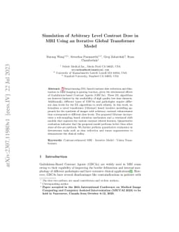 Simulation of Arbitrary Level Contrast Dose in MRI Using an Iterative
  Global Transformer Model