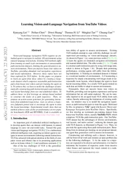 Learning Vision-and-Language Navigation from YouTube Videos