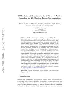 COLosSAL: A Benchmark for Cold-start Active Learning for 3D Medical
  Image Segmentation