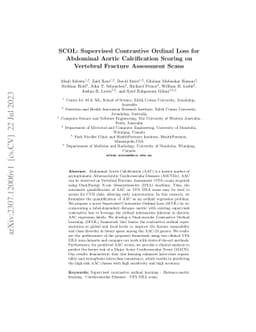 SCOL: Supervised Contrastive Ordinal Loss for Abdominal Aortic
  Calcification Scoring on Vertebral Fracture Assessment Scans