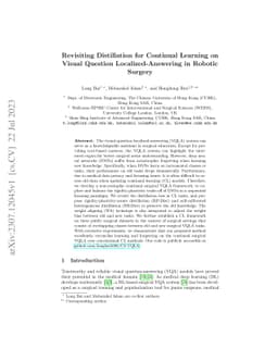 Revisiting Distillation for Continual Learning on Visual Question
  Localized-Answering in Robotic Surgery