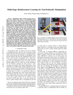 Multi-Stage Reinforcement Learning for Non-Prehensile Manipulation