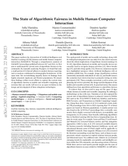 The State of Algorithmic Fairness in Mobile Human-Computer Interaction