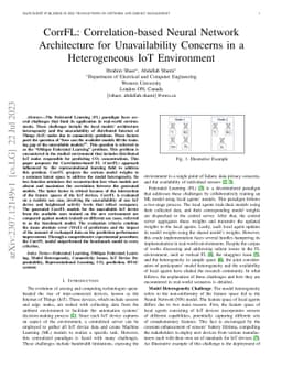 CorrFL: Correlation-Based Neural Network Architecture for Unavailability
  Concerns in a Heterogeneous IoT Environment