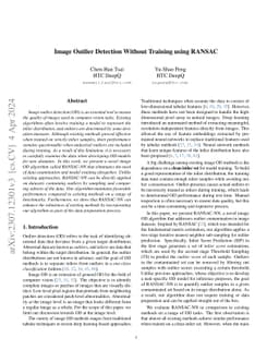 Image Outlier Detection Without Training using RANSAC
