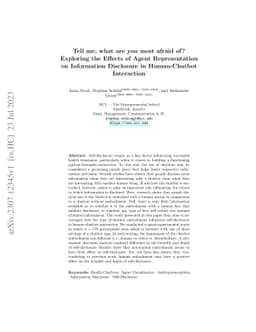 Tell me, what are you most afraid of? Exploring the Effects of Agent
  Representation on Information Disclosure in Human-Chatbot Interaction