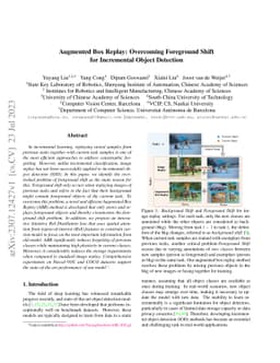 Augmented Box Replay: Overcoming Foreground Shift for Incremental Object
  Detection