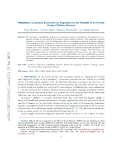 Multifidelity Covariance Estimation via Regression on the Manifold of
  Symmetric Positive Definite Matrices