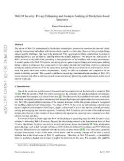 Web3.0 Security: Privacy Enhancing and Anonym Auditing in
  Blockchain-based Structures