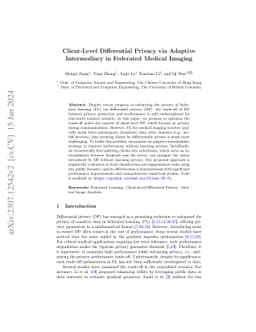 Client-Level Differential Privacy via Adaptive Intermediary in Federated
  Medical Imaging