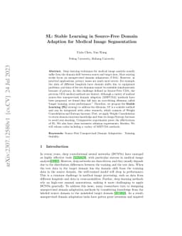 SL: Stable Learning in Source-Free Domain Adaption for Medical Image
  Segmentation