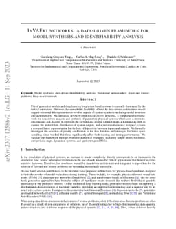InVAErt networks: a data-driven framework for model synthesis and
  identifiability analysis