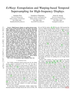 ExWarp: Extrapolation and Warping-based Temporal Supersampling for
  High-frequency Displays