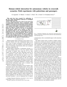 Human-vehicle interaction for autonomous vehicles in crosswalk
  scenarios: Field experiments with pedestrians and passengers