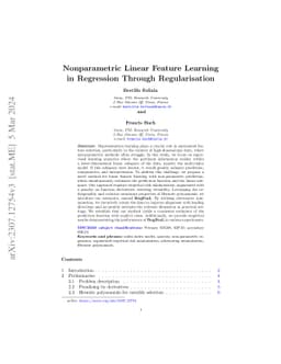 Nonparametric Linear Feature Learning in Regression Through
  Regularisation