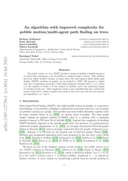An algorithm with improved complexity for pebble motion/multi-agent path
  finding on trees