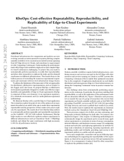 KheOps: Cost-effective Repeatability, Reproducibility, and Replicability
  of Edge-to-Cloud Experiments