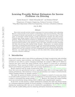 Learning Provably Robust Estimators for Inverse Problems via Jittering