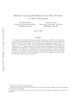 Efficiently Learning One-Hidden-Layer ReLU Networks via Schur
  Polynomials