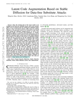 Latent Code Augmentation Based on Stable Diffusion for Data-free
  Substitute Attacks