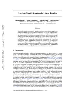 Anytime Model Selection in Linear Bandits