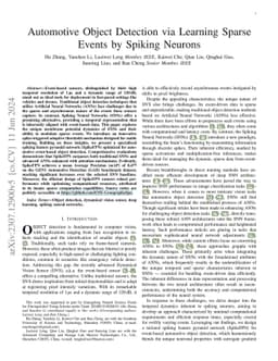 Automotive Object Detection via Learning Sparse Events by Spiking
  Neurons