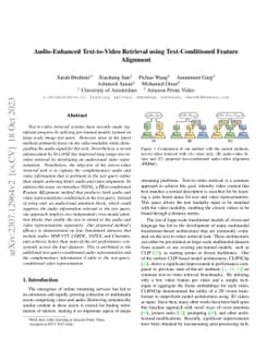 Audio-Enhanced Text-to-Video Retrieval using Text-Conditioned Feature
  Alignment